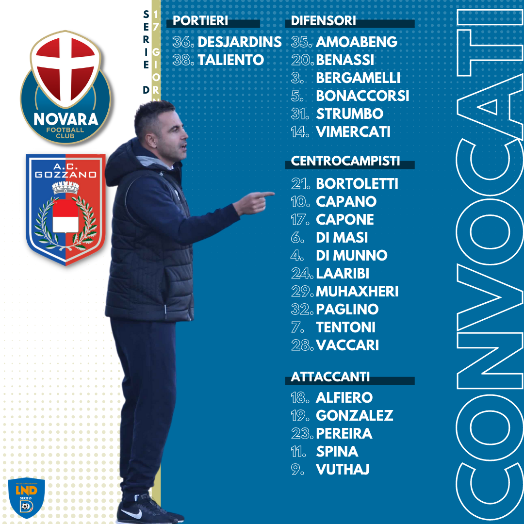 Read more about the article Novara-Gozzano, i convocati azzurri