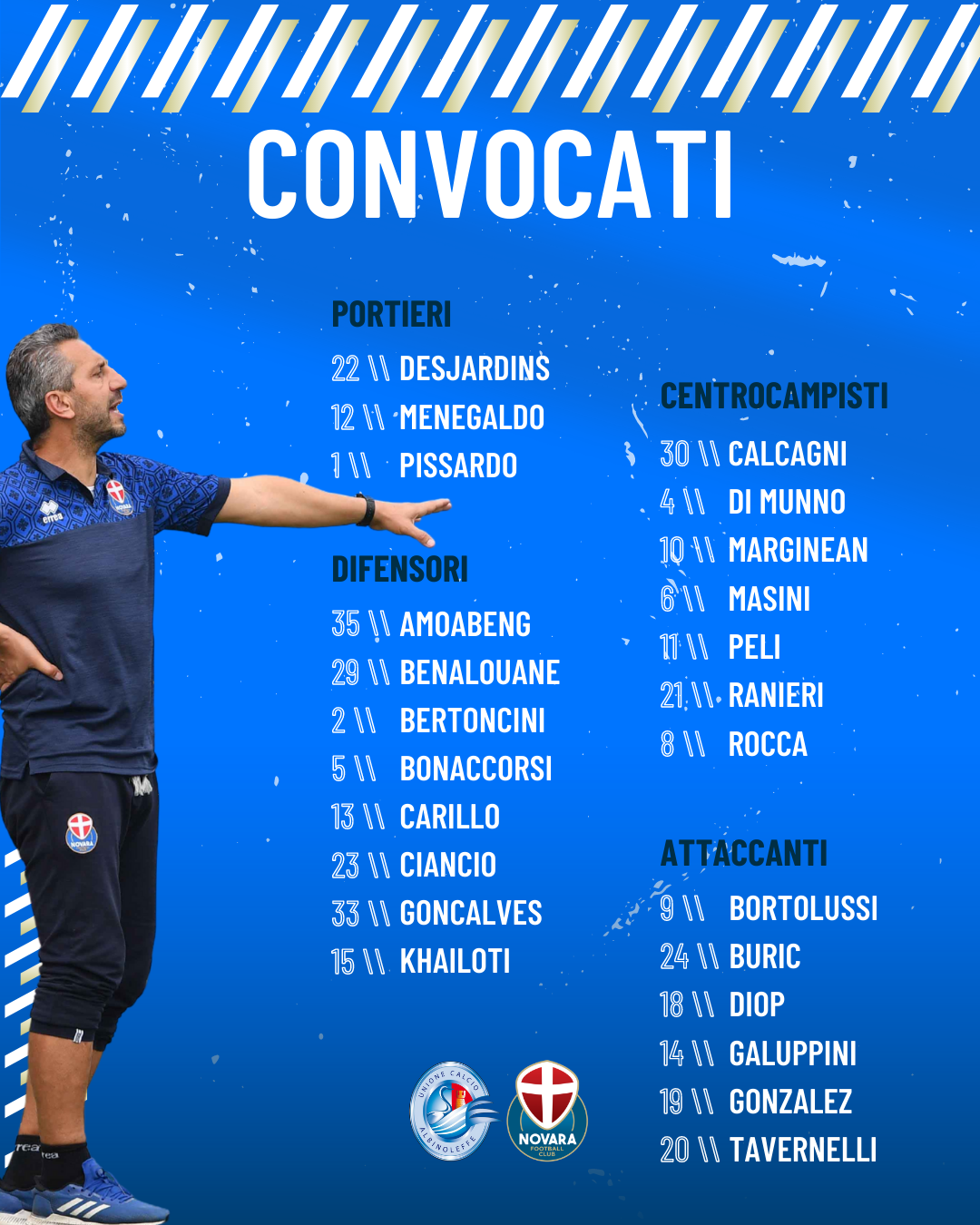 Read more about the article Albinoleffe-Novara, i convocati azzurri