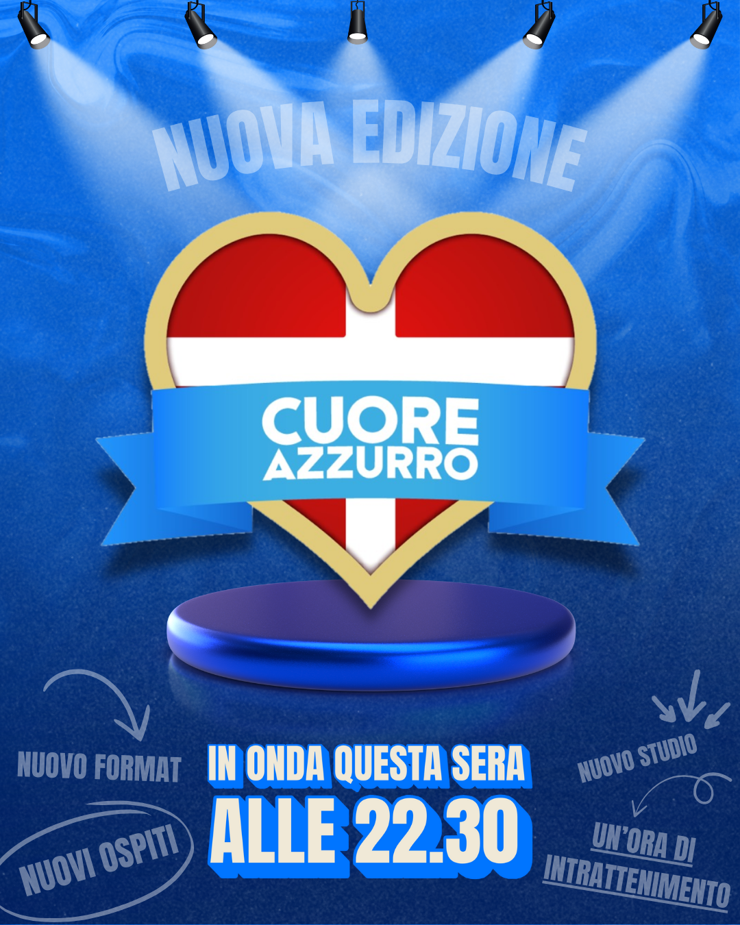 Read more about the article “Cuore Azzurro” in grande stile: nuova formula, nuovi ospiti e un’ora di passione azzurra
